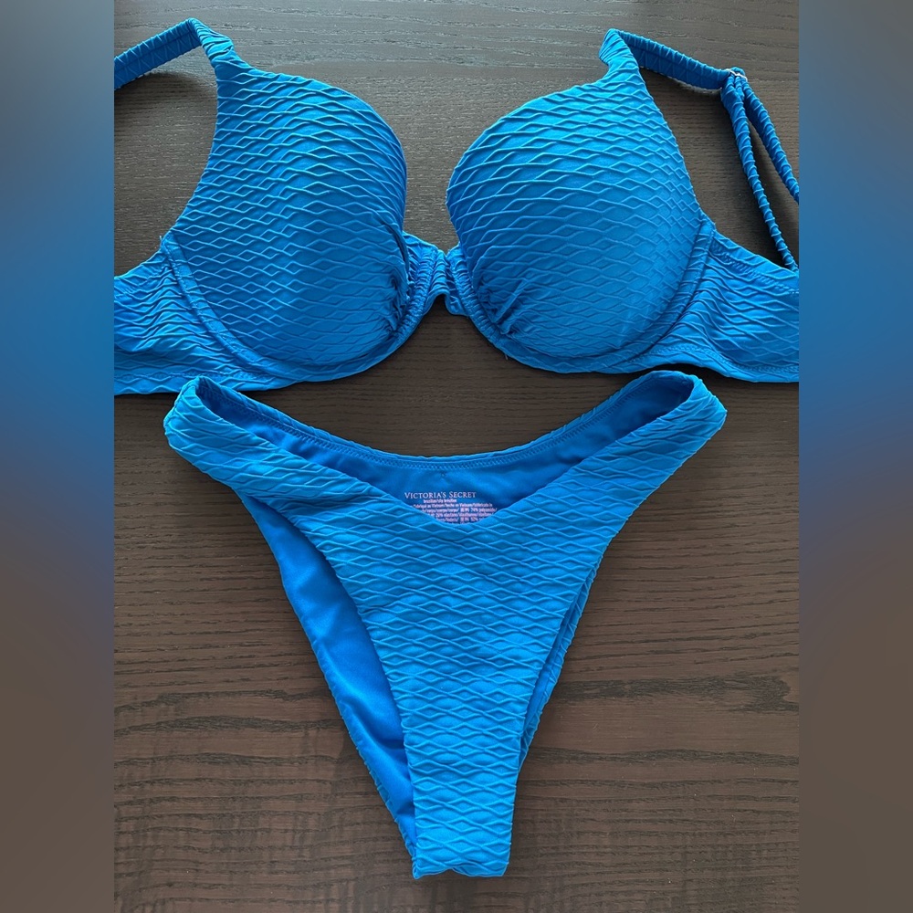 Victoria's Secret Bright Blue Textured Bikini Set